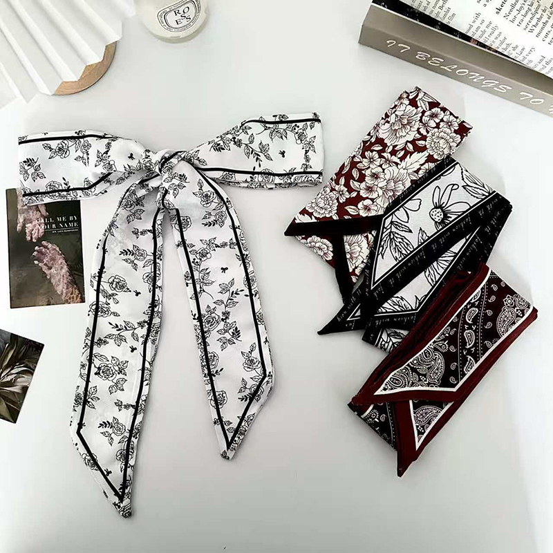 Face Scarf Mask - Luxury Fashion Woman Skinny Silk Scarf