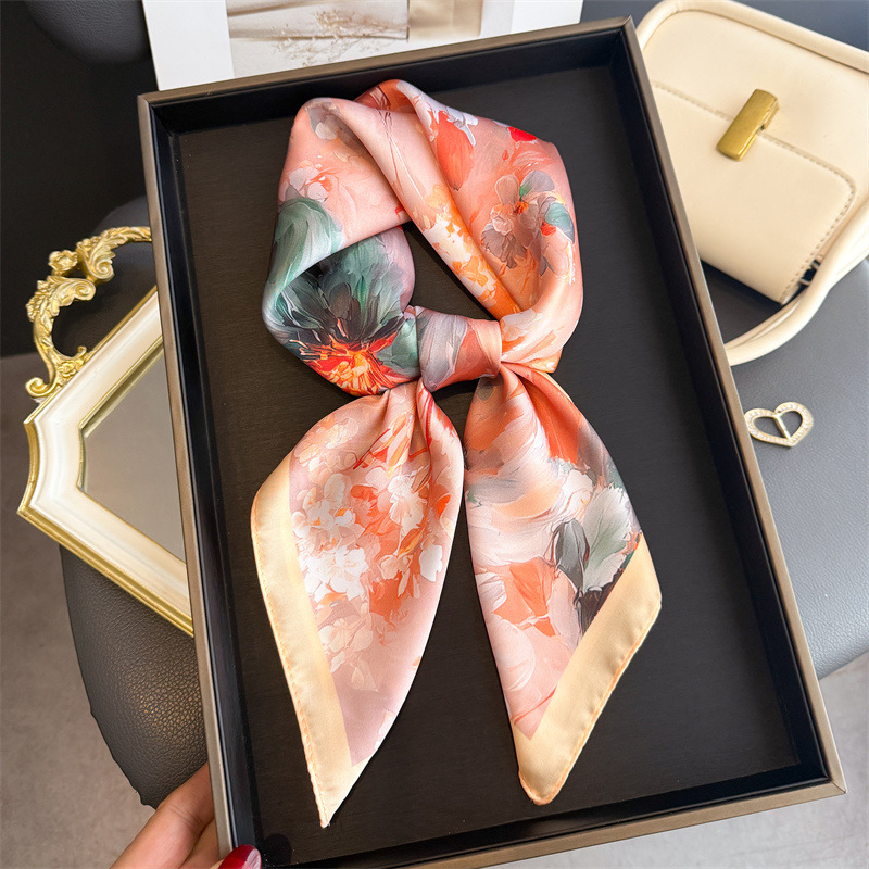 2026 New Floral Print Silk Squ - đánh giá và giá Scarf Silk Square