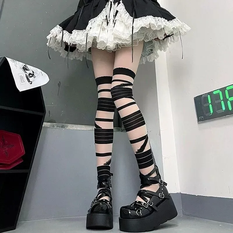 1/2pairs Lolita Cross Tie Tigh - đánh giá và giá Silk Tie Striped